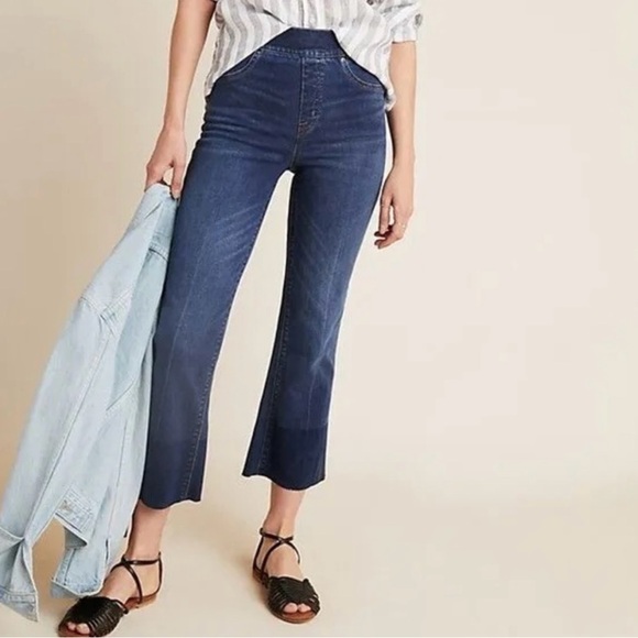 Spanx Cropped Flare Denim Jeans Medium Wash Pull On 20231R - Picture 1 of 8